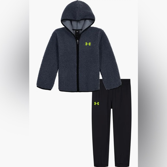 Under Armor Kids' Shearling Zip Hoodie & Fleece Pants Set Size 5 - Picture 1 of 4